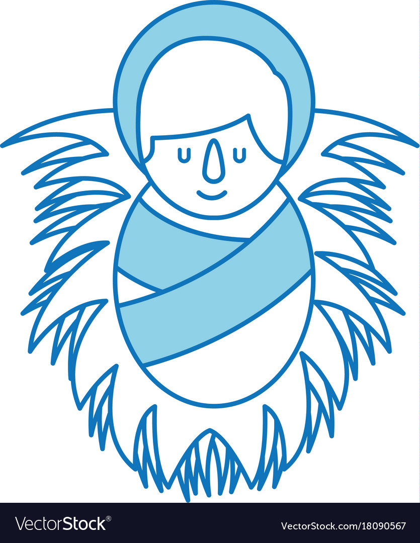 Cartoon cute baby jesus christ in the crib Vector Image