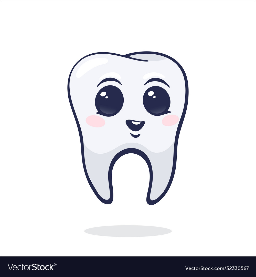 Happy smiling healthy baby human tooth with eyes Vector Image