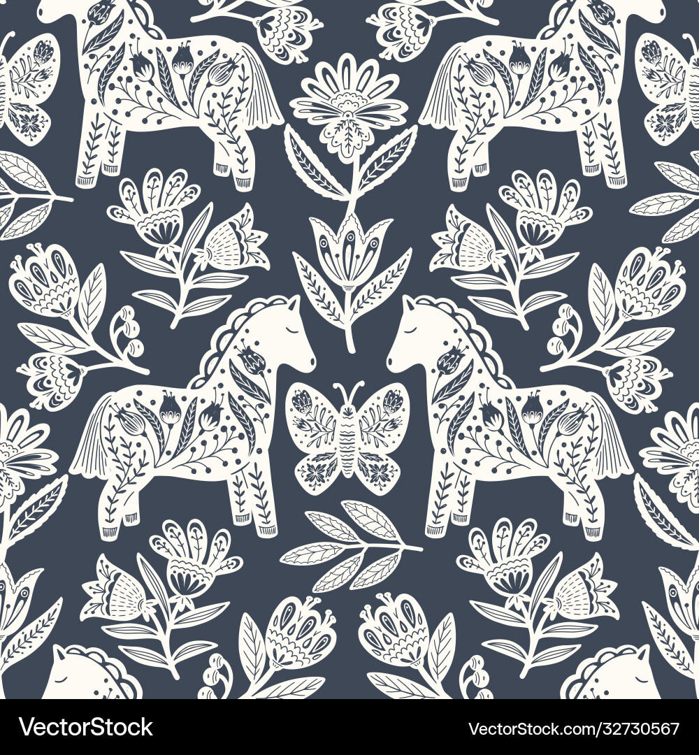 Scandi animals pattern Royalty Free Vector Image