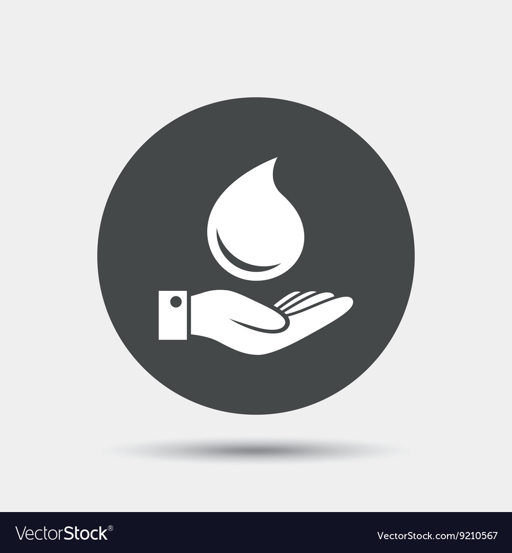 Water drop and hand sign save symbol Royalty Free Vector