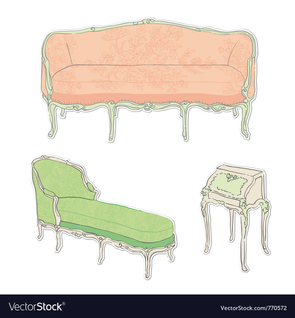 Antique Rococo Sofa Royalty Free Vector Image Vectorstock Rococo Sofa Royalty Free Vector Image