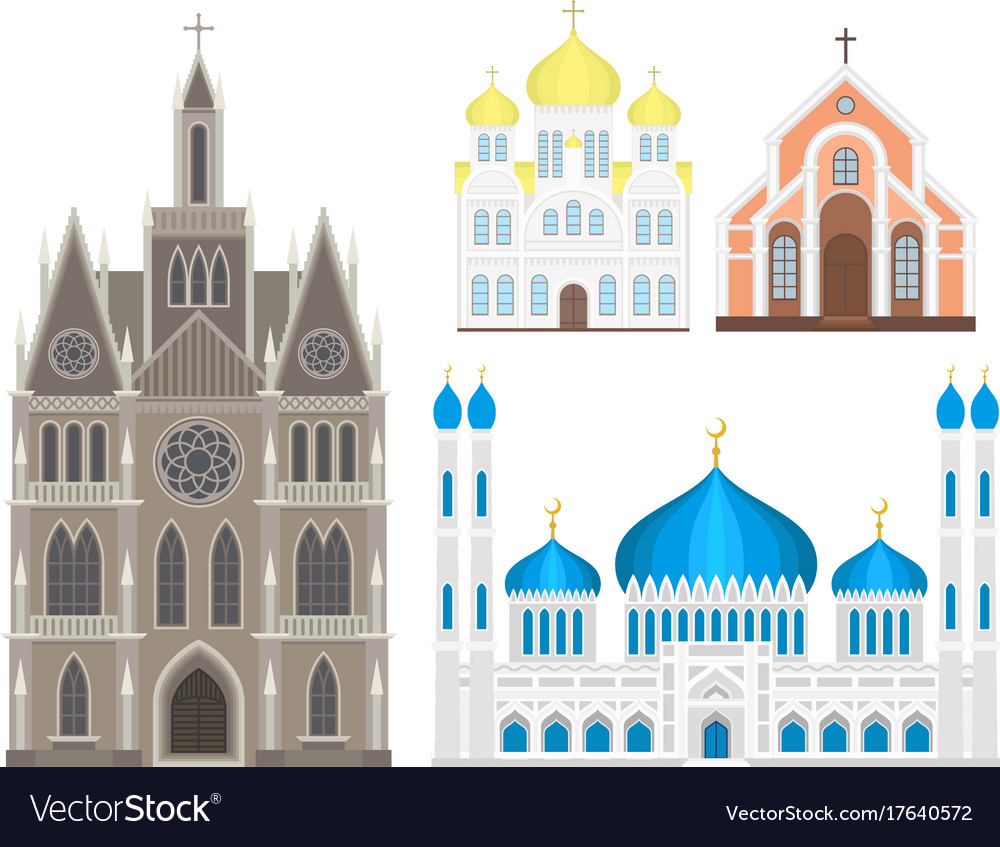 Cathedral Church Temple Traditional Building Vector Image 1856