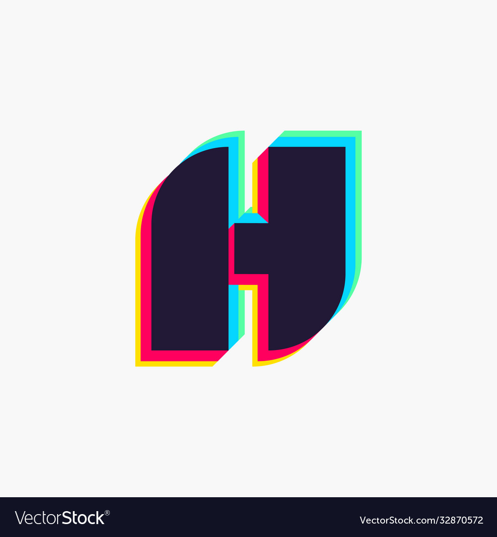 Letter h logo with stereo effect Royalty Free Vector Image