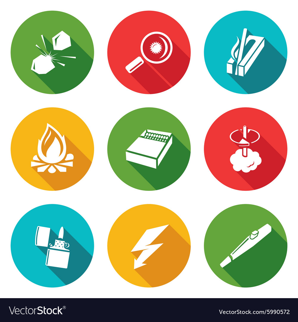 Make a fire fire source icons set Royalty Free Vector Image