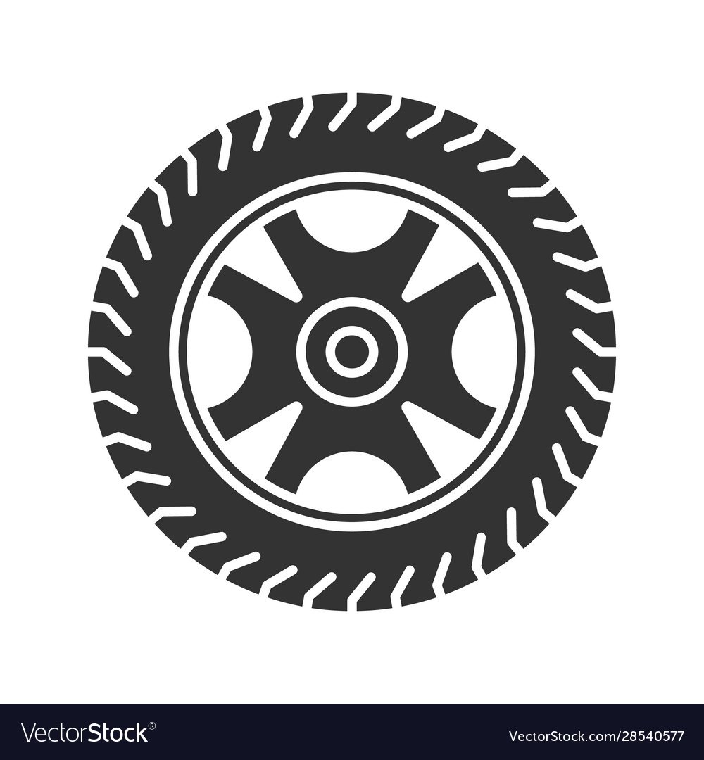 Car rim and tire glyph icon Royalty Free Vector Image