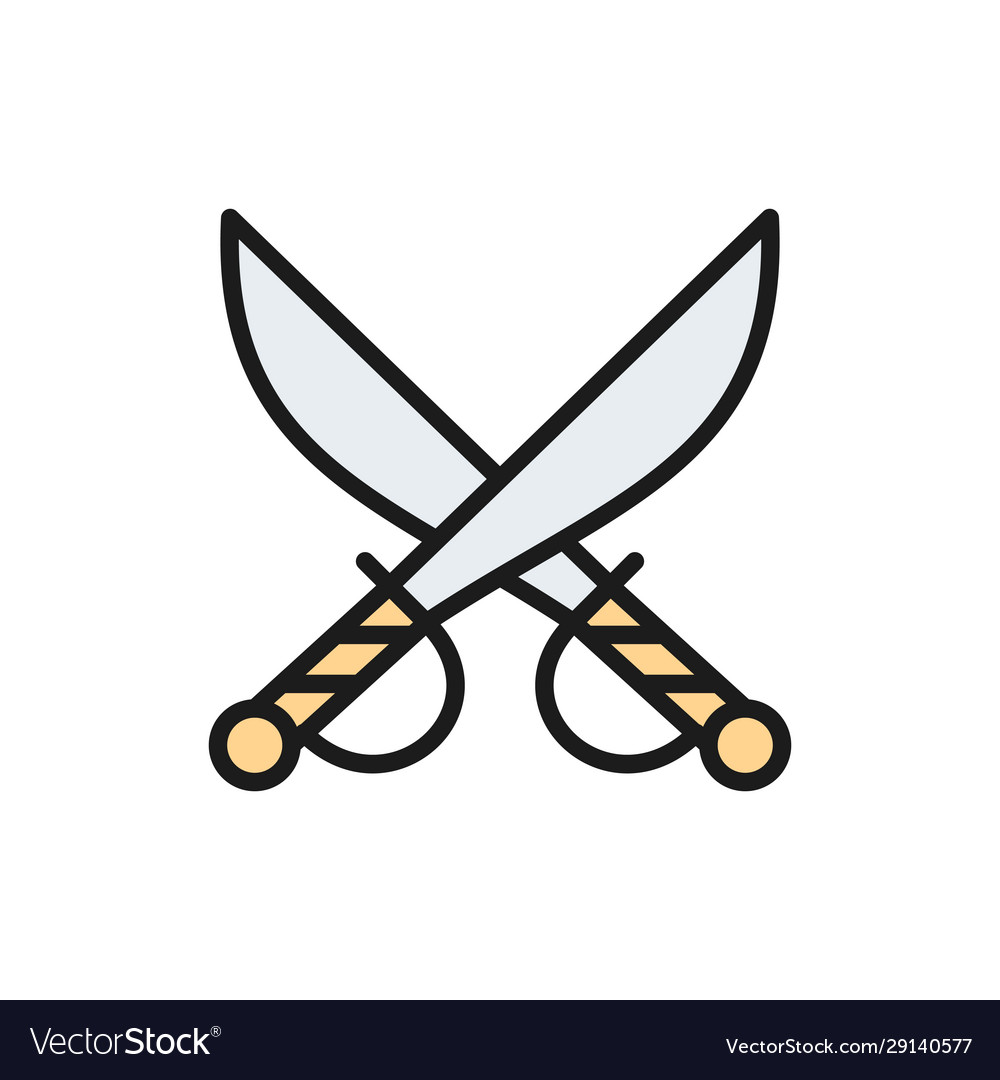 Crossed Swords Sabers Flat Illustration Stock Illustration