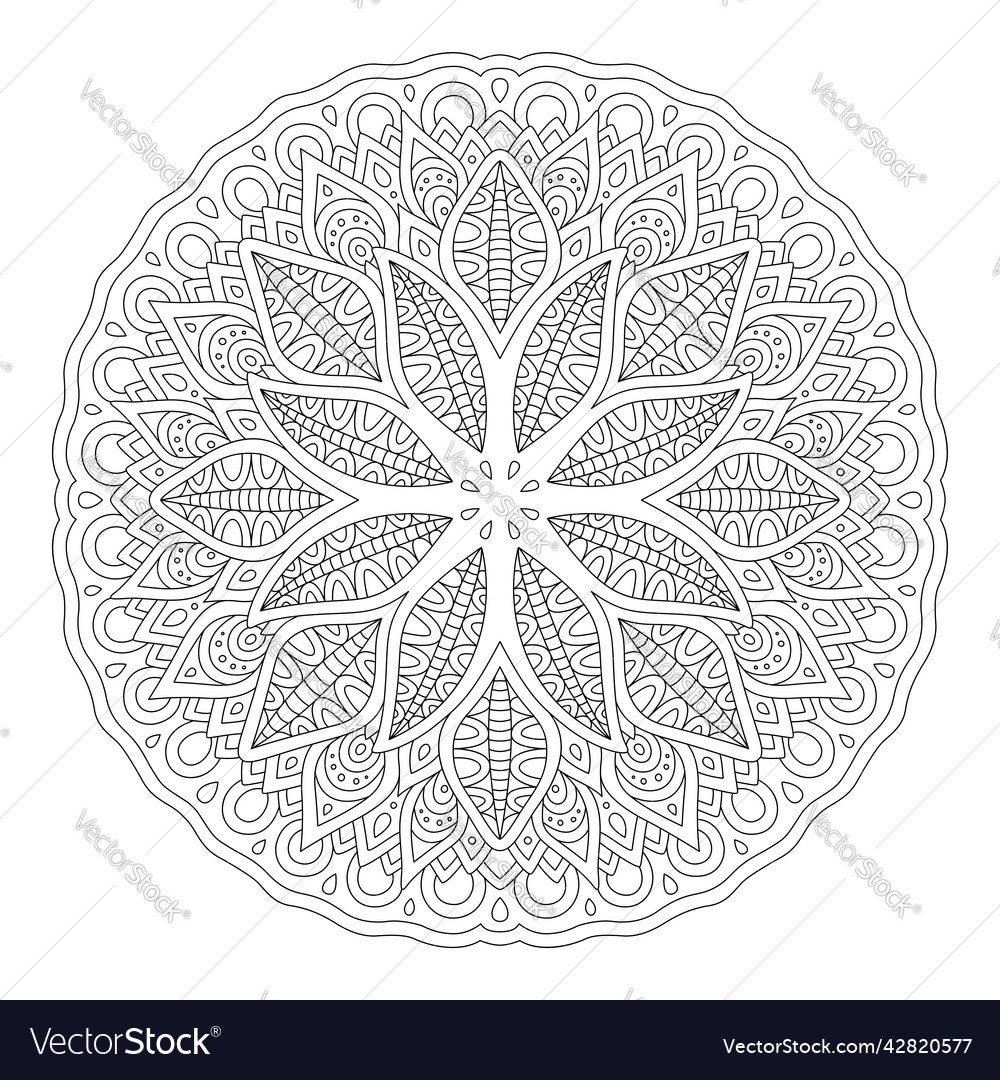 Line art for coloring book with ornate pattern Vector Image