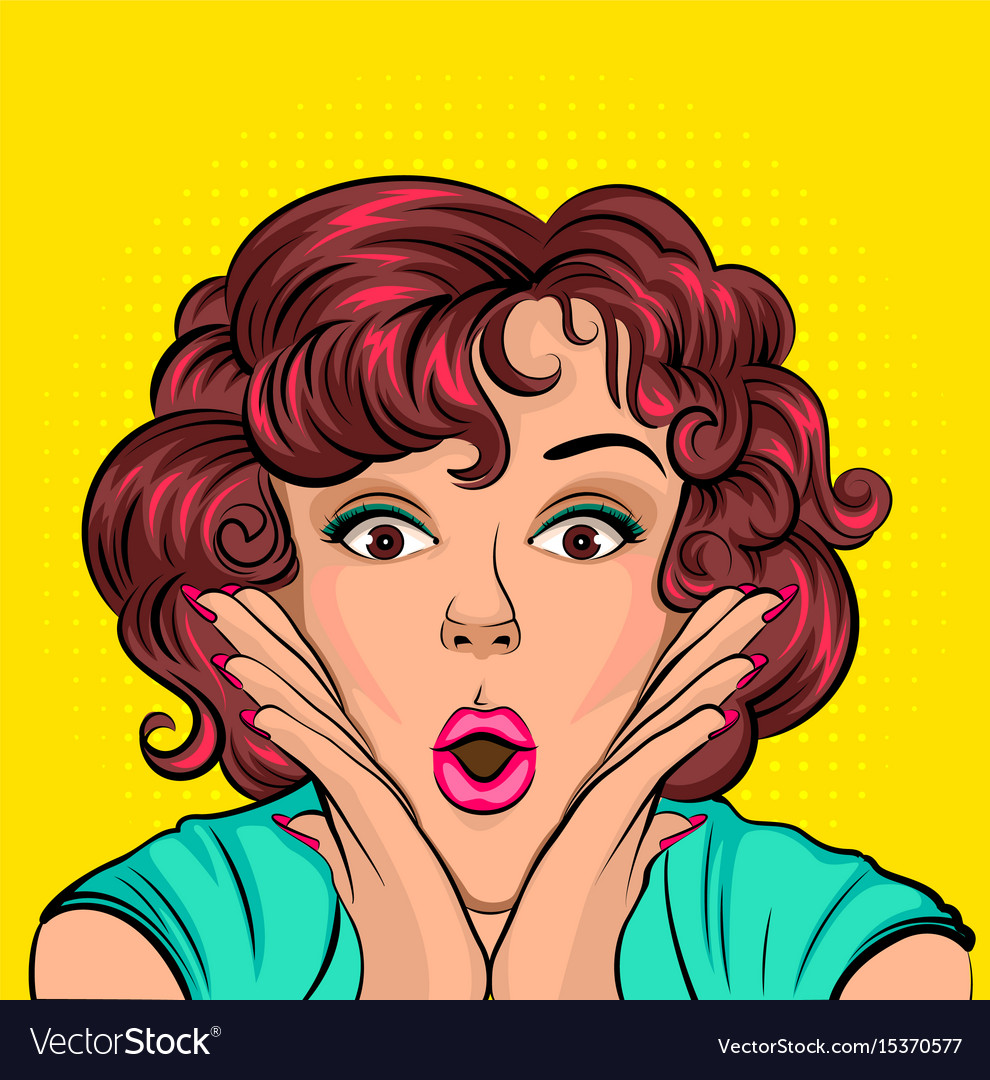 Surprised young woman doing wow Royalty Free Vector Image