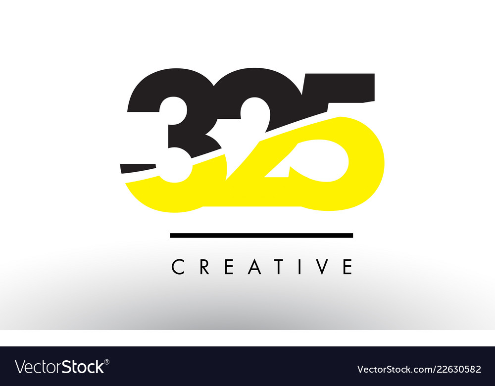 325 black and yellow number logo design Royalty Free Vector