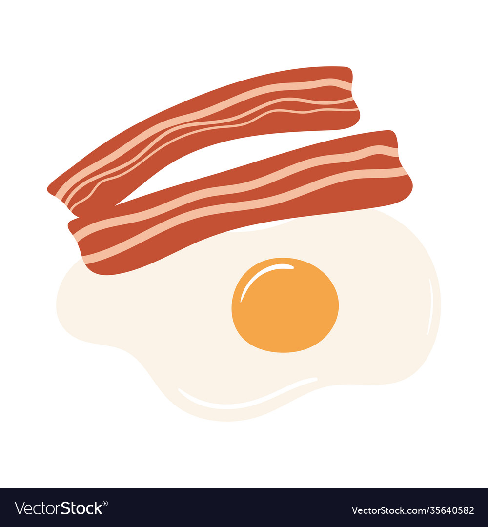 Breakfast fried egg and bacon appetizing delicious