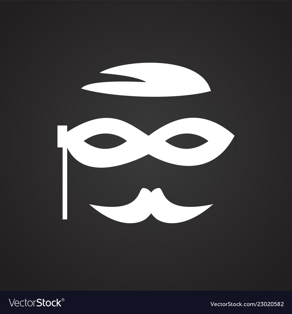 Face mask party icon on black background Vector Image