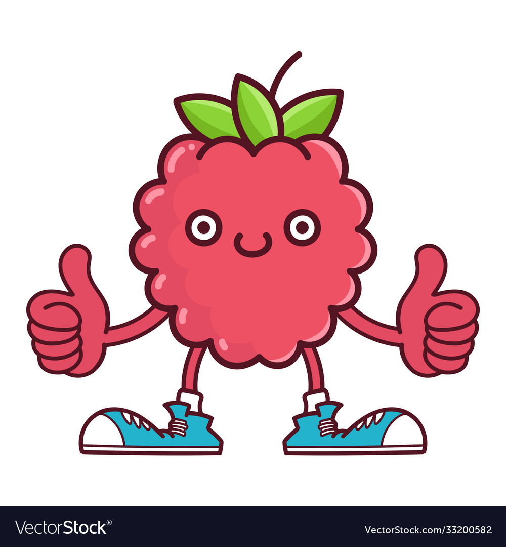 Kawaii smiling raspberry fruit with sneakers Vector Image