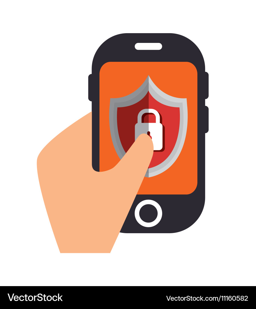 Protection data cellphone lock shield Royalty Free Vector