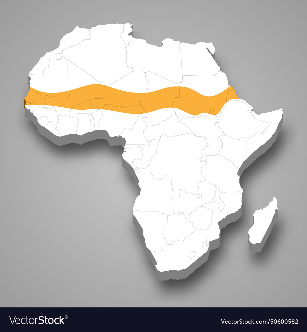 Sahel region location within africa 3d map Vector Image