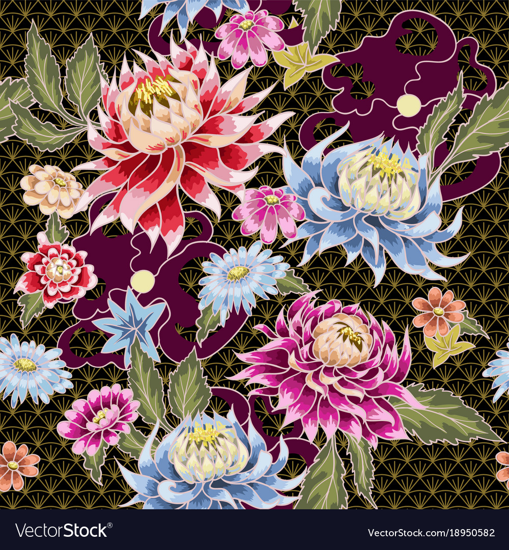 Seamless pattern from painted aster flowers Vector Image