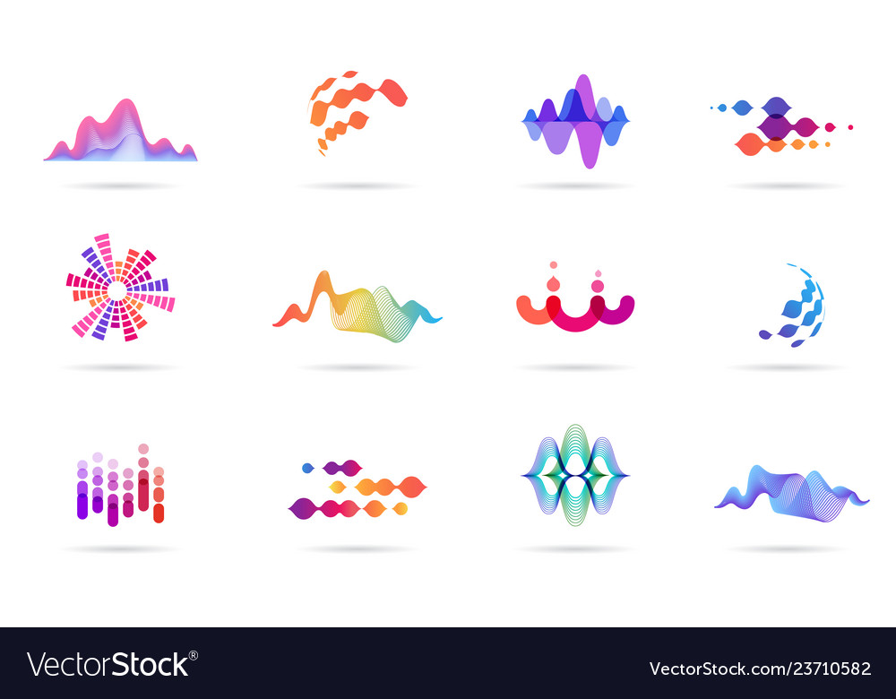 Sound wave music production logo and symbol vector image Sound wave music production logo and symbol