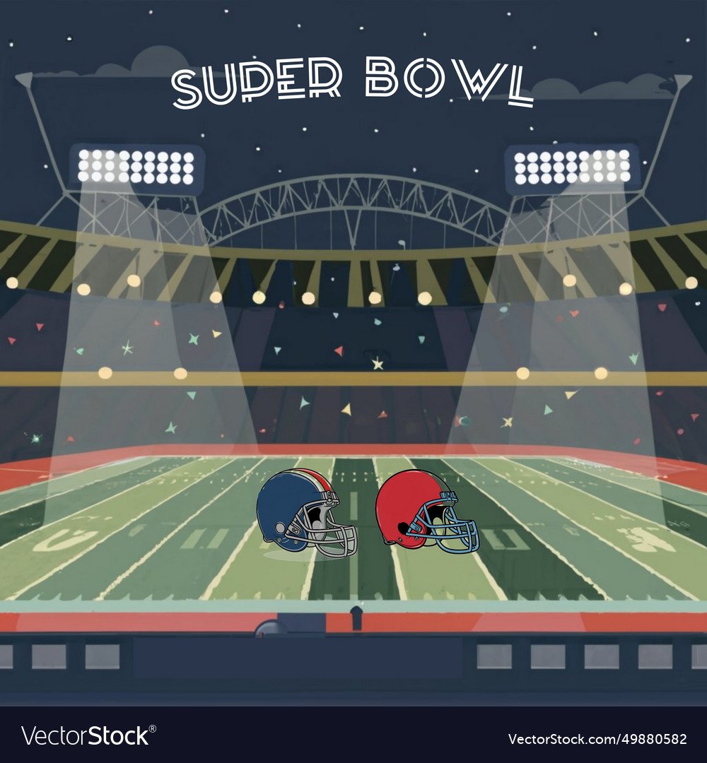 Super bowl american stadium field football game Vector Image