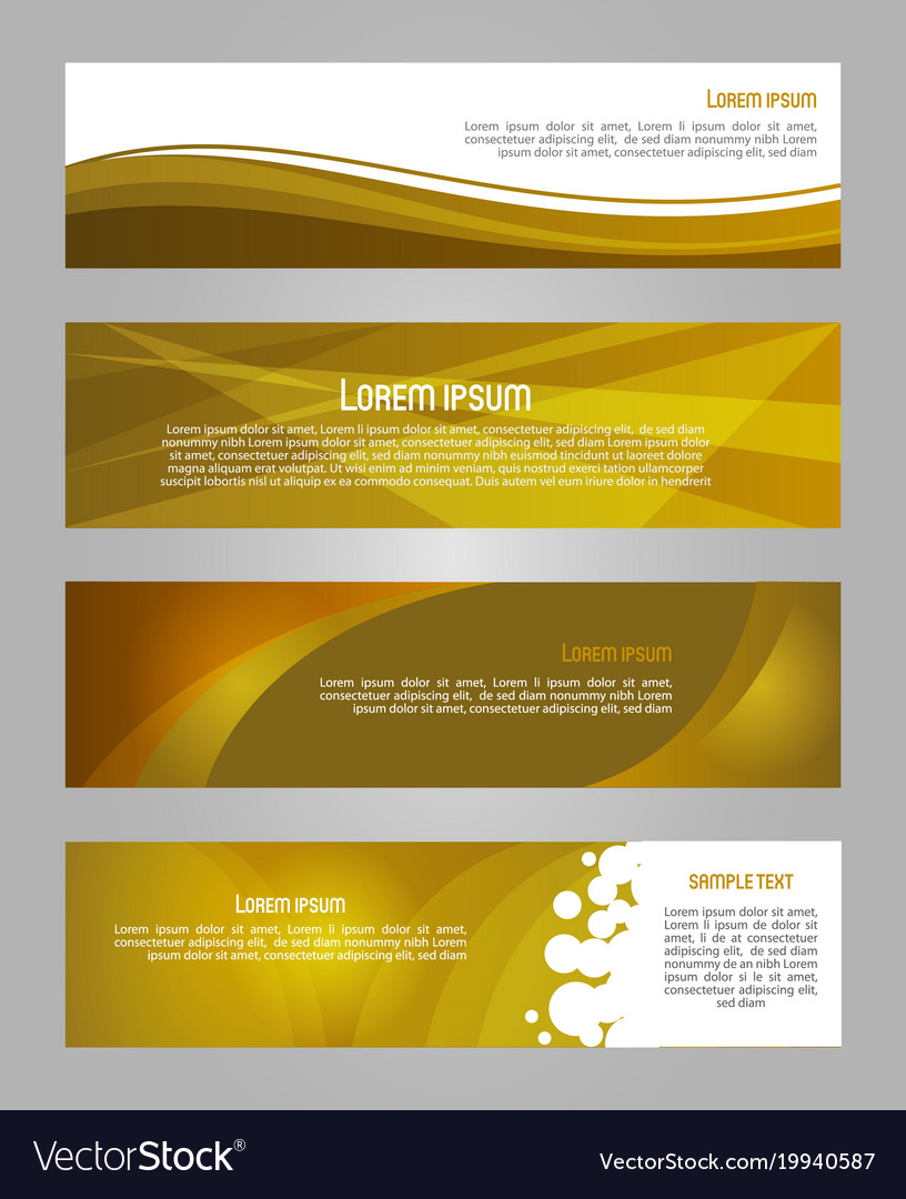 Abstract Set Of 4 Simply Banner In Gold Color Vector Image