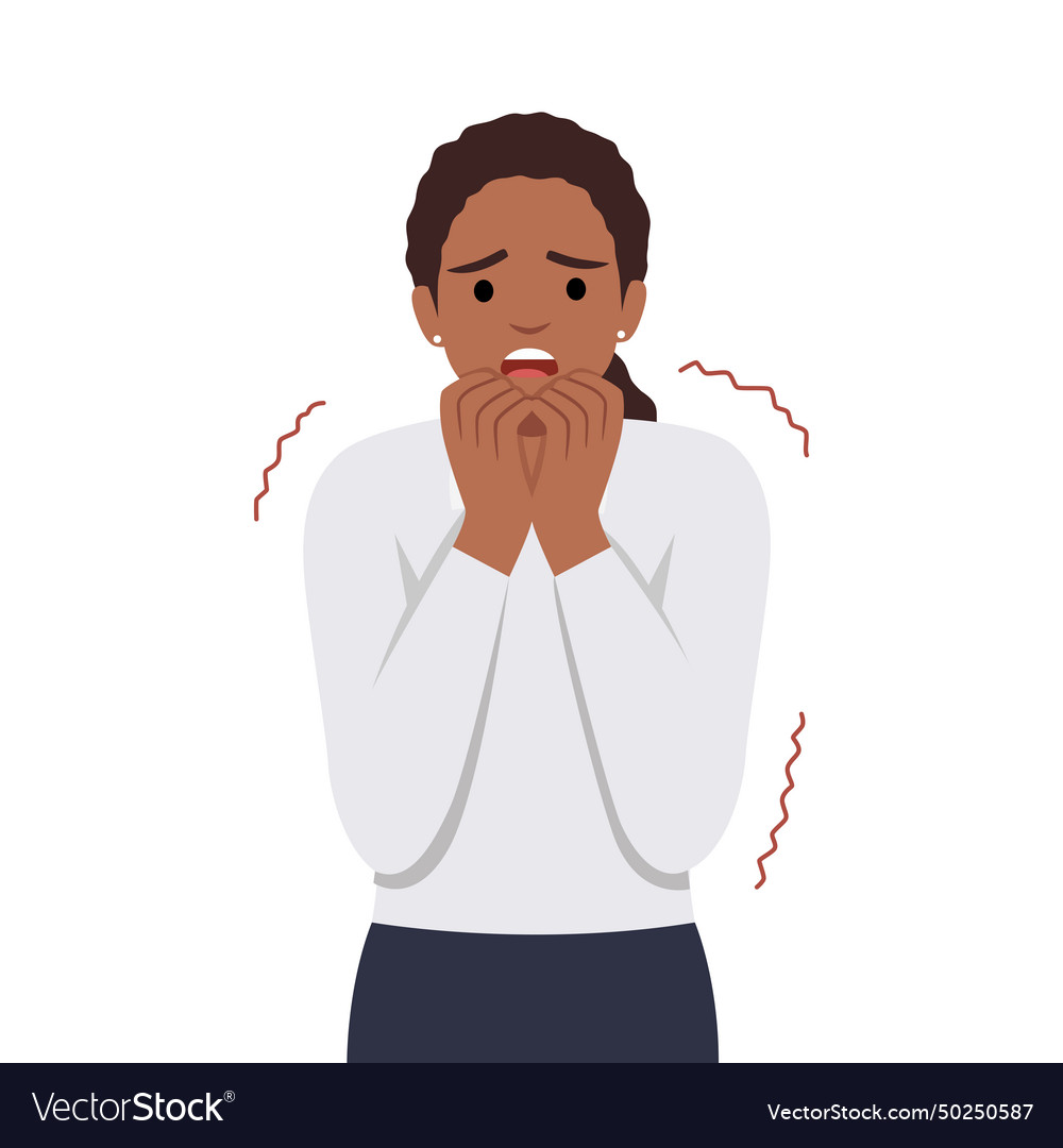 Afraid scared woman with shock expression on face Vector Image