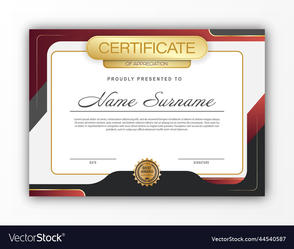 Certificate The Template Of Form Royalty Free Vector Image