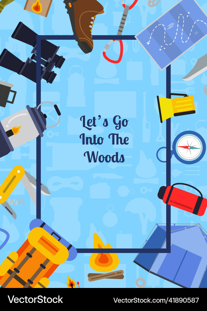 Flat style camping elements Royalty Free Vector Image