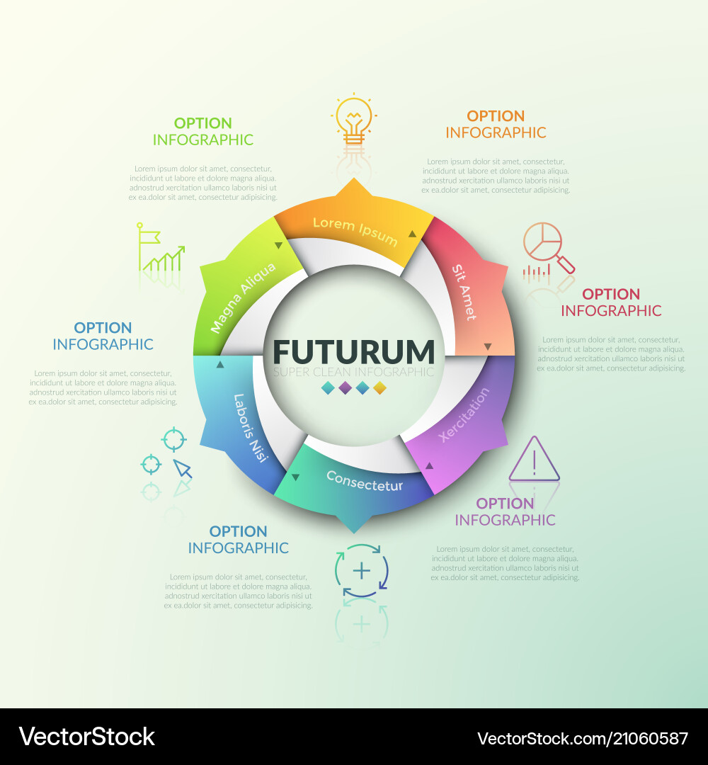 Round chart divided into 6 equal sectors Vector Image