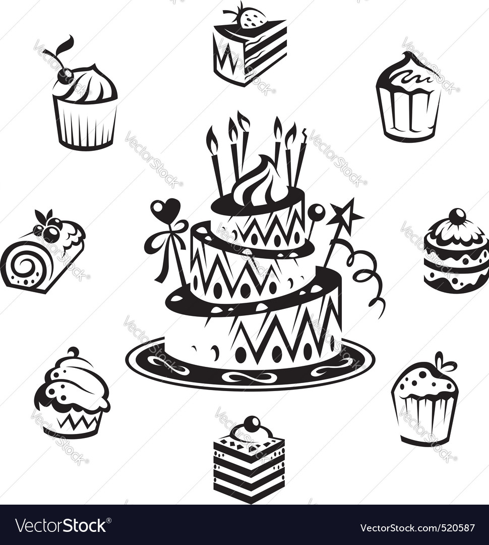 Set of cakes Royalty Free Vector Image - VectorStock