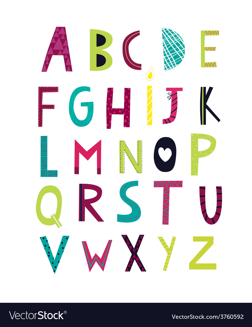 Cheerful alphabet Royalty Free Vector Image - VectorStock