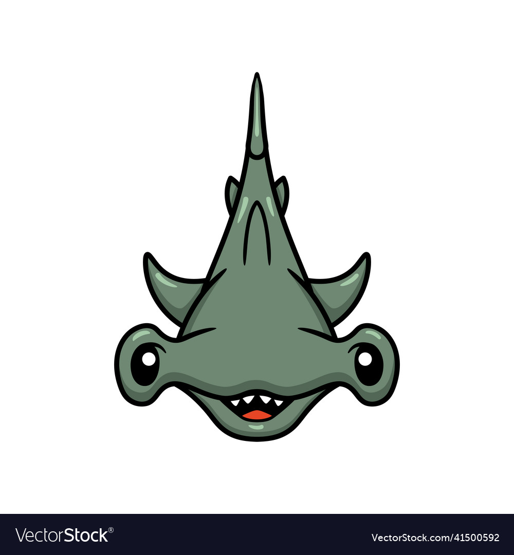 Cute little hammerhead shark cartoon swimming Vector Image