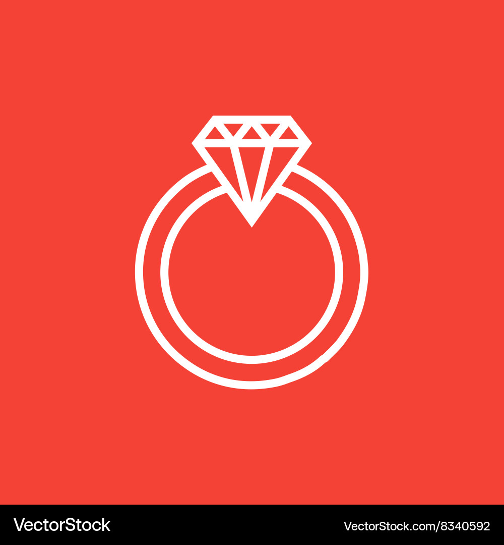Diamond ring line icon Royalty Free Vector Image