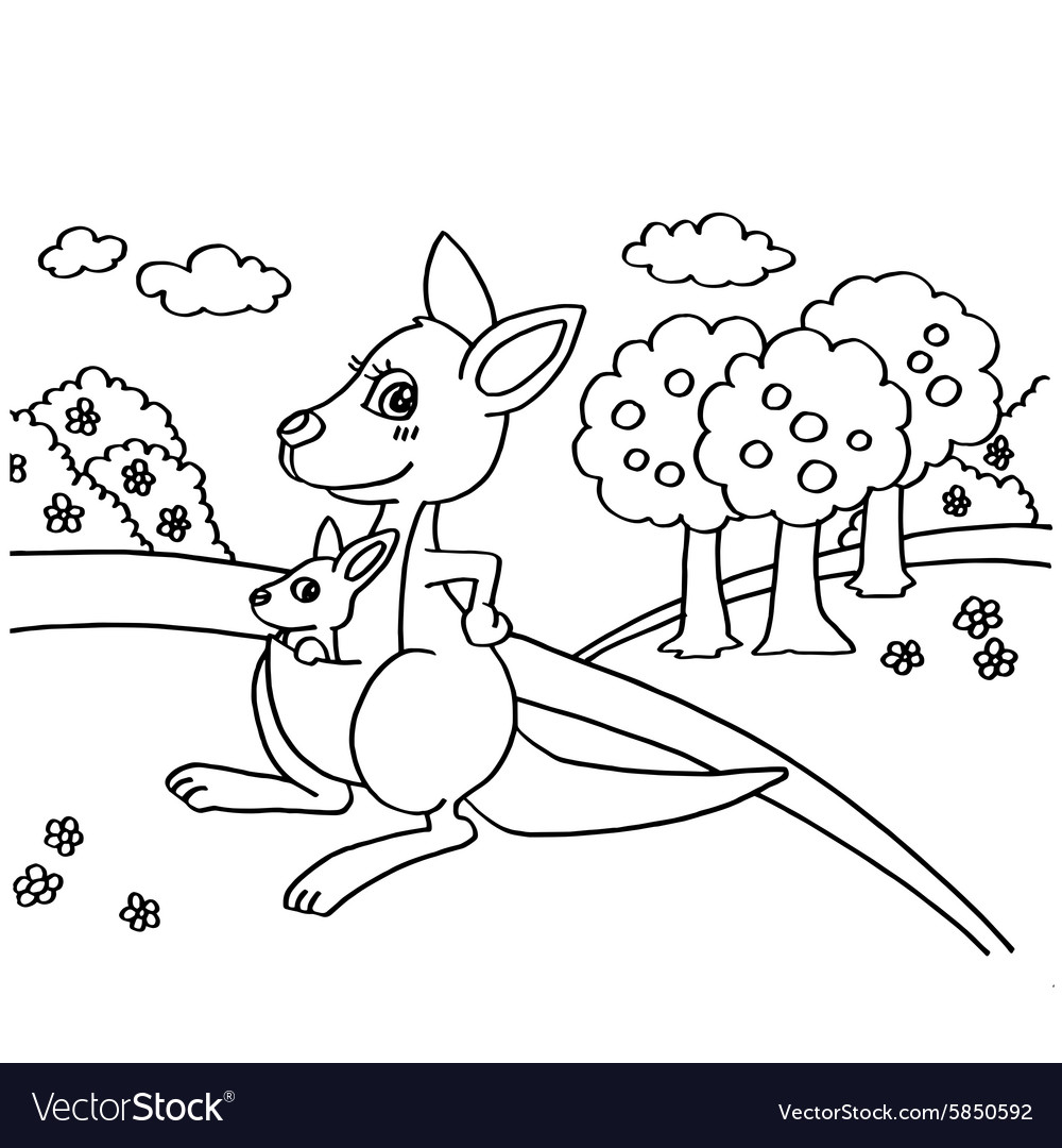 Download Kangaroo Coloring Pages Royalty Free Vector Image