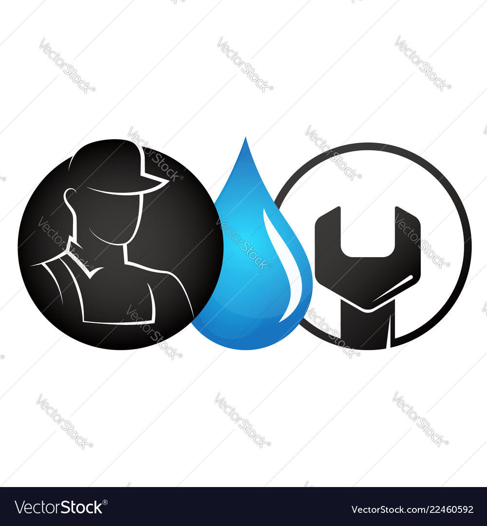 Plumber and wrench symbol Royalty Free Vector Image