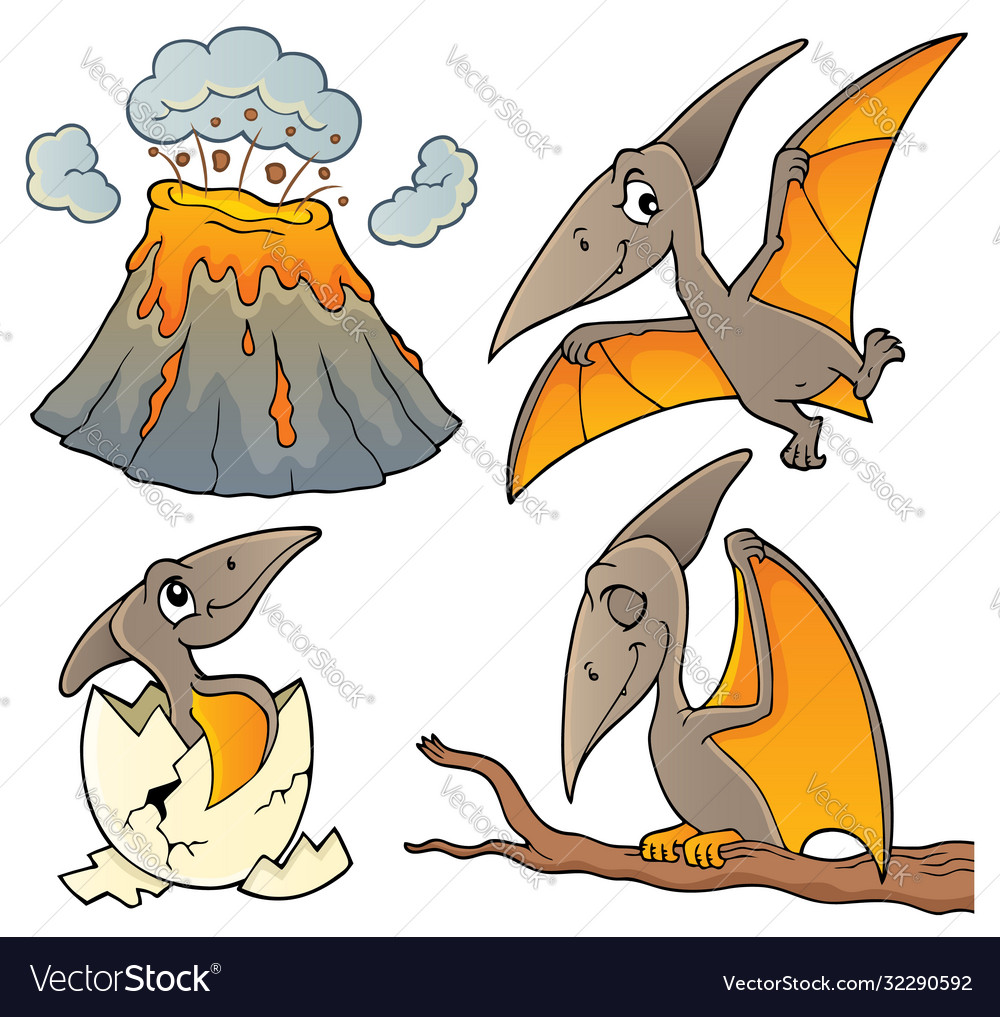 Pterodactyls theme set 1 Royalty Free Vector Image