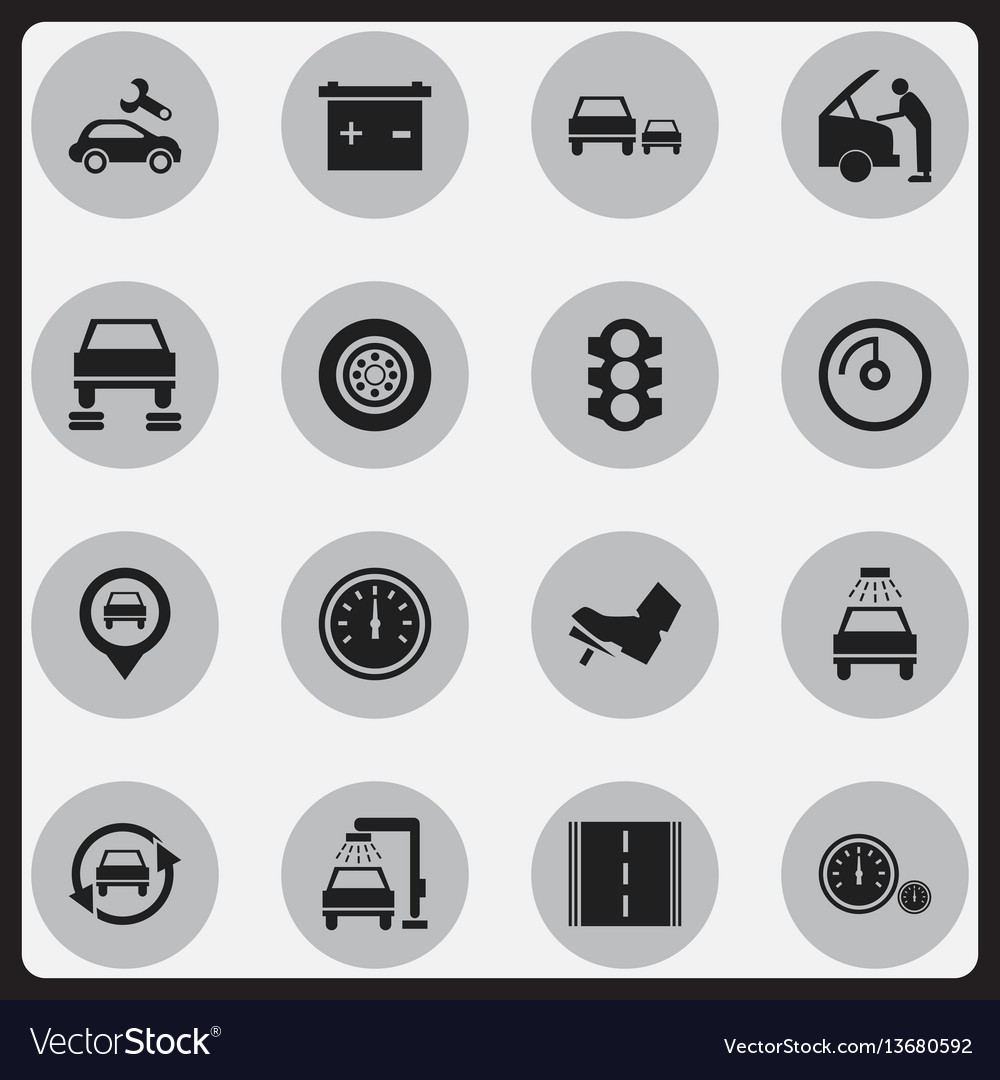 Set of 16 editable traffic icons includes symbols Vector Image