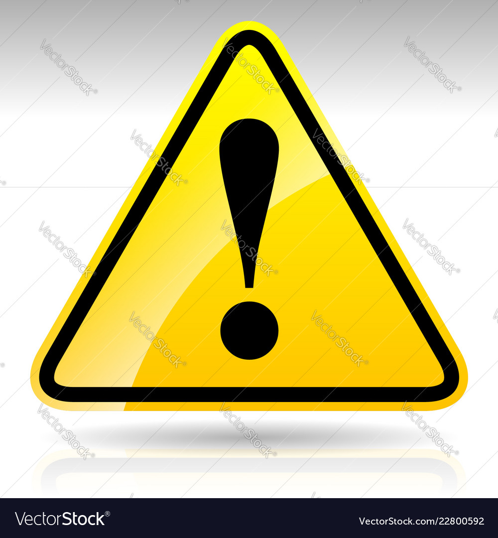 Yellow exclamation mark sign - caution warning Vector Image