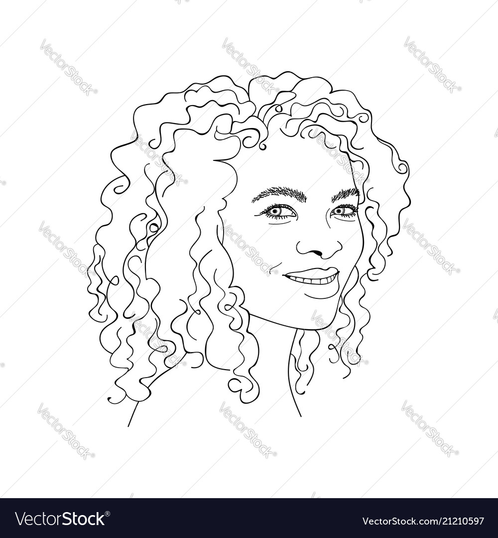 African girl linear graphic portrait Royalty Free Vector