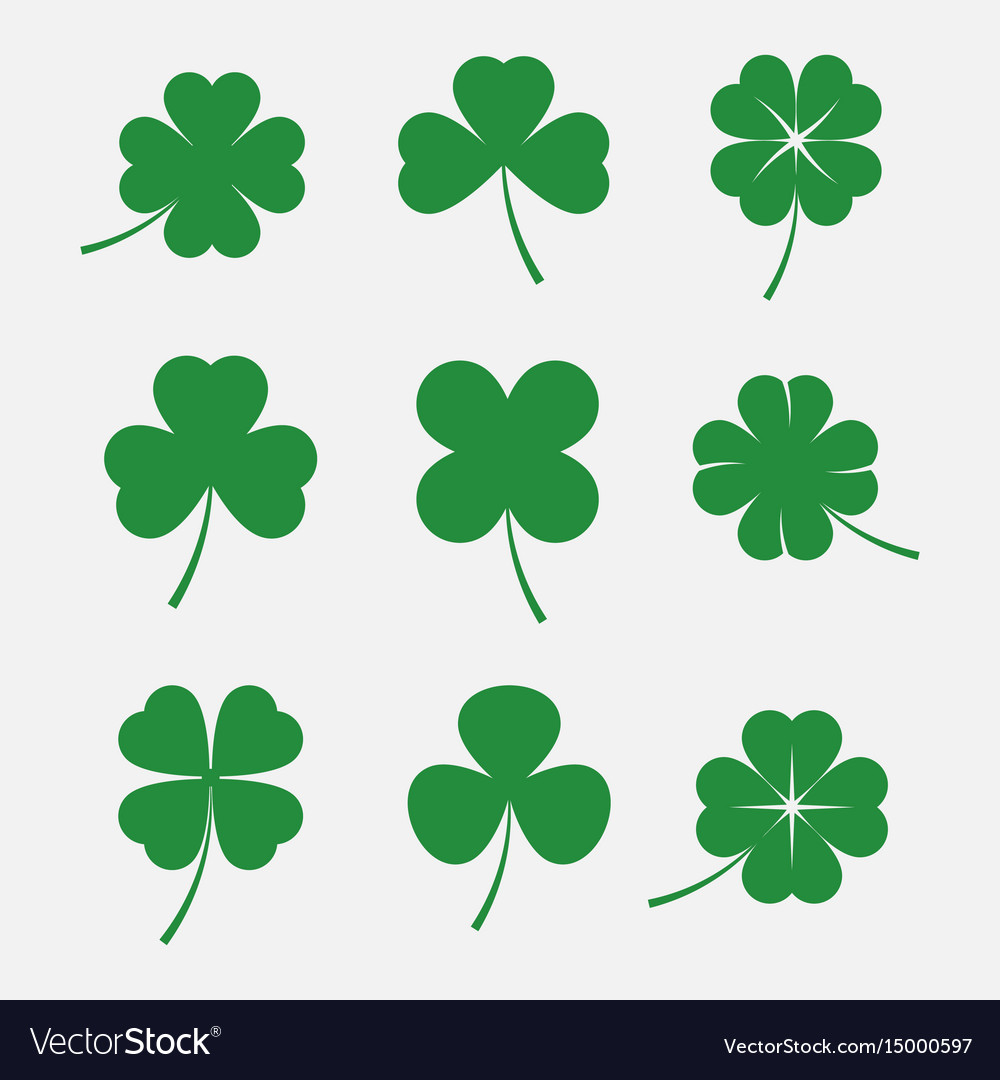 Clover leaves set Royalty Free Vector Image - VectorStock