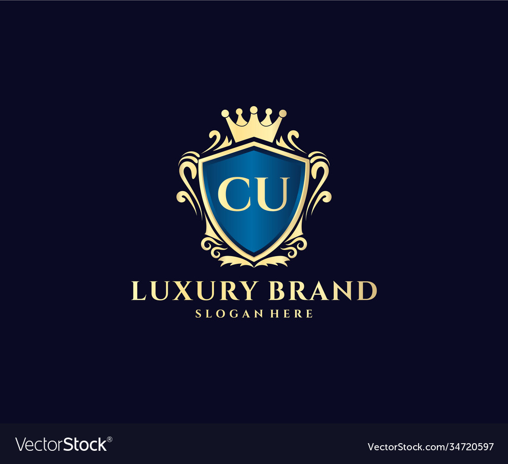 Cu initial letter gold calligraphic feminine Vector Image