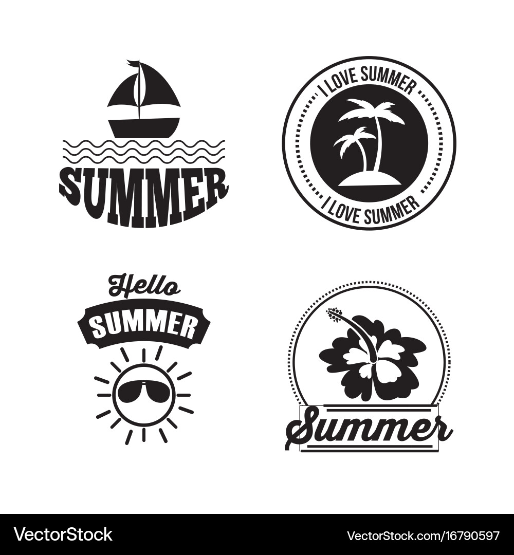 Icon set summer flat Royalty Free Vector Image