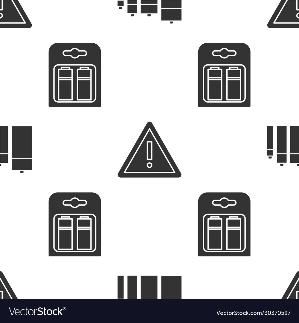 Set battery exclamation mark in triangle Vector Image