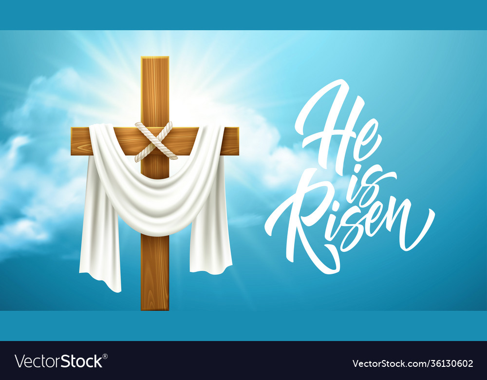 Christian cross congratulations on palm sunday Vector Image