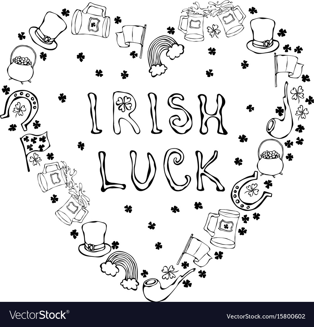 Collection of irish symbols luck lettering Vector Image