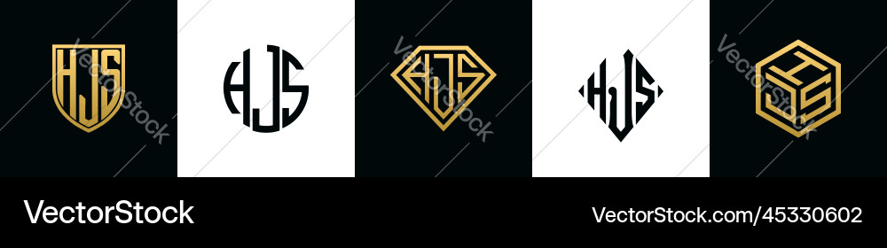Hjs Monogram Initial letters hjs logo designs bundle Royalty Free Vector