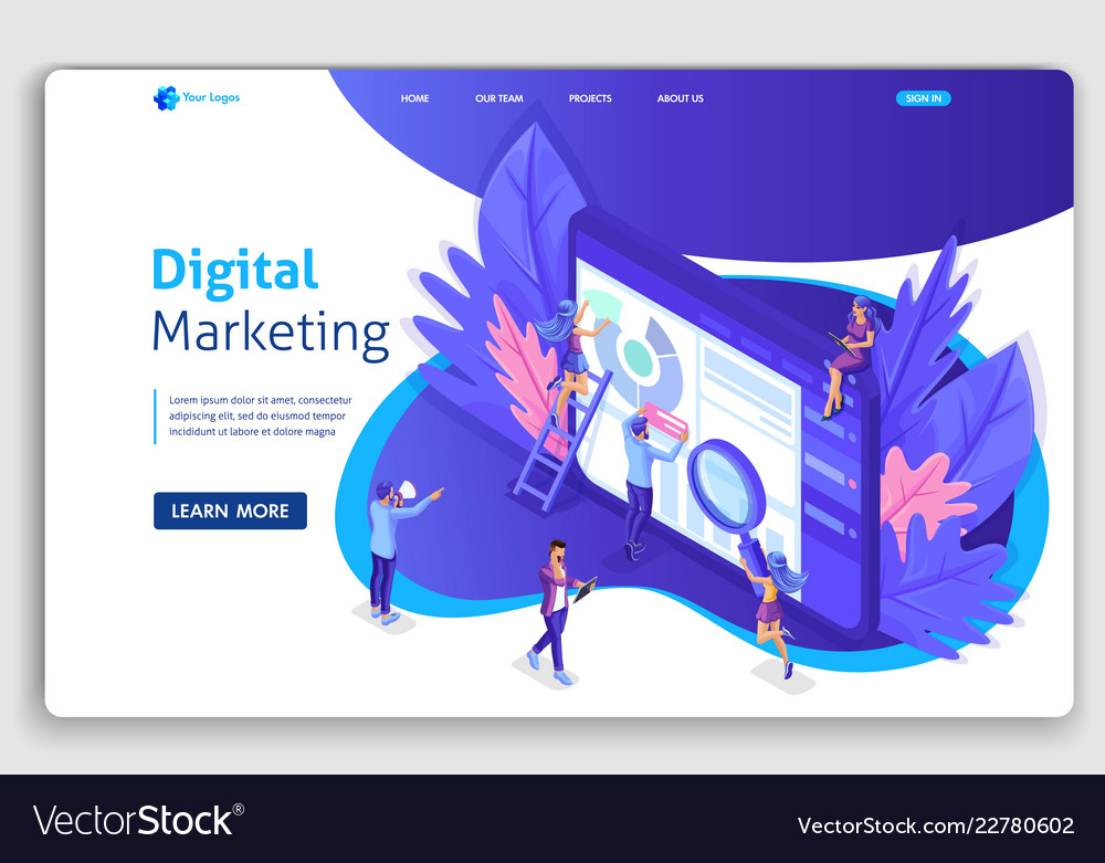 Website template design isometric concept Vector Image