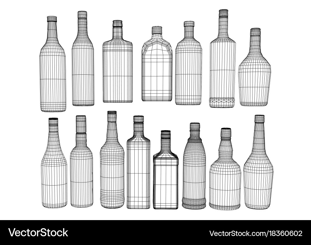 Wine bottles set Royalty Free Vector Image - VectorStock