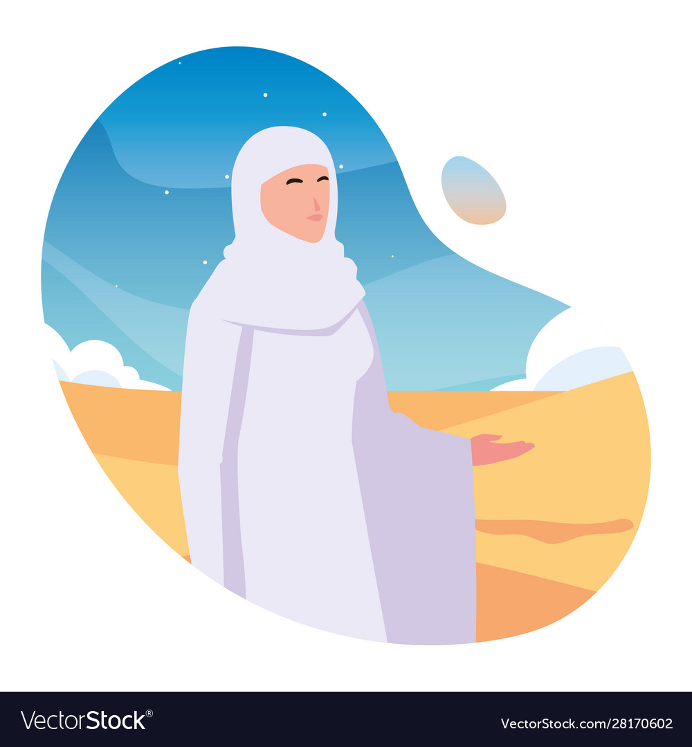 Woman pilgrim hajj day dhul hijjah Royalty Free Vector Image