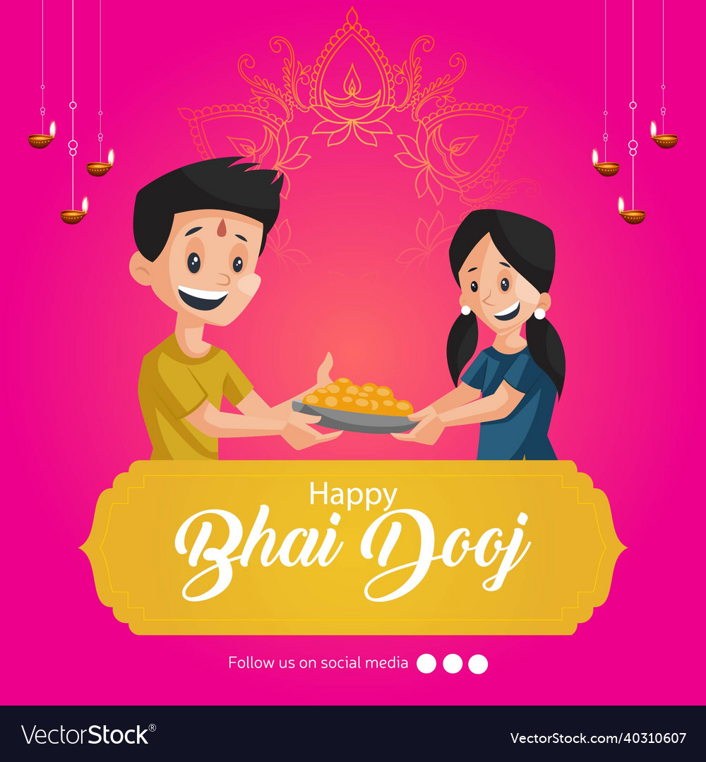 Banner design of happy bhai dooj Royalty Free Vector Image