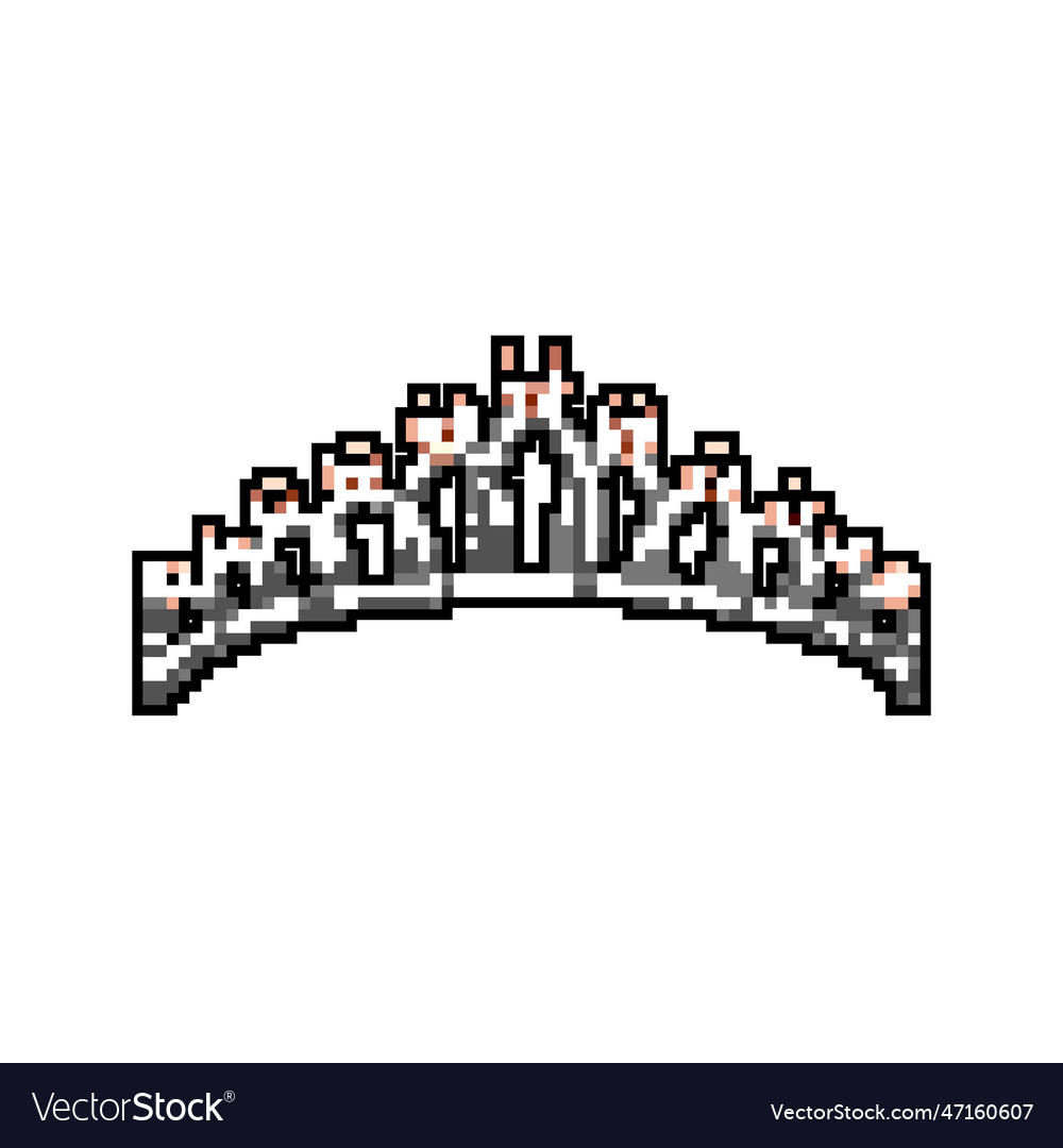 Beauty tiara crown game pixel art Royalty Free Vector Image