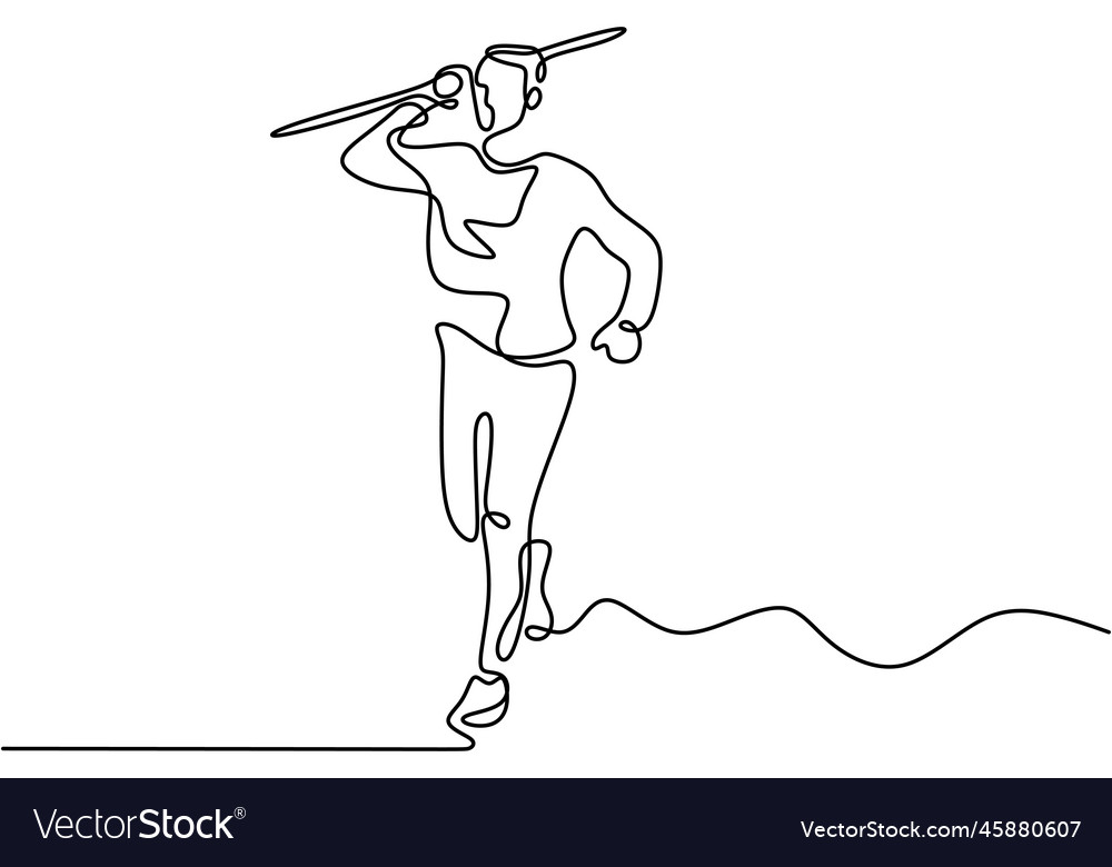 Continuous line drawing of javelin athlete young Vector Image