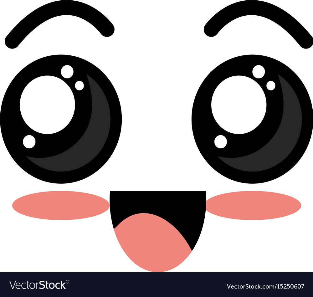 Cute kawaii beautiful face smile and happy Vector Image